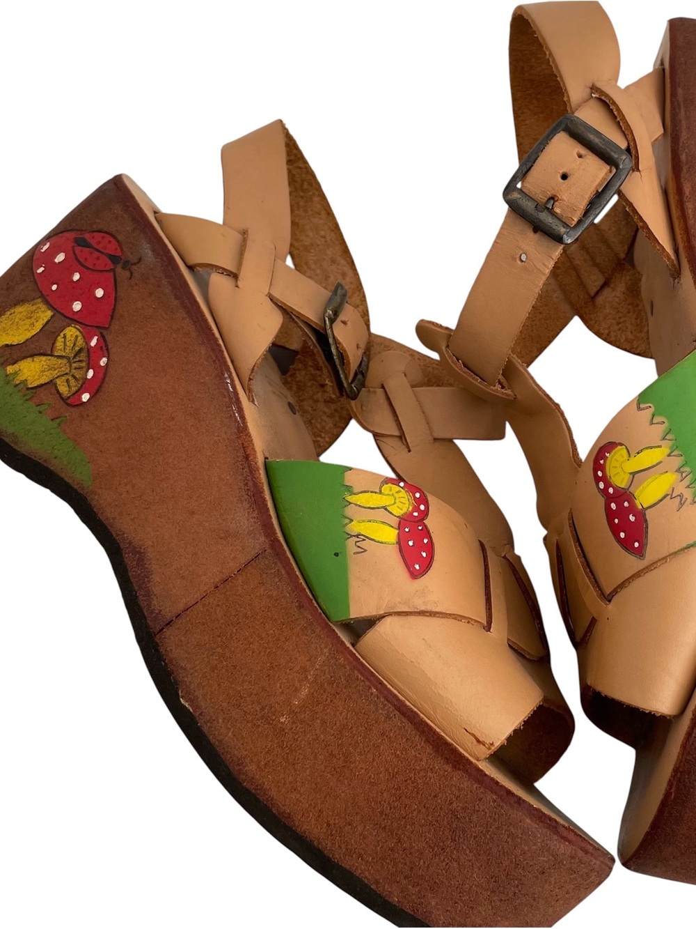 Botticelli Leather Platform Sandals Mushroom Boho Festival Fairy Whimsy Size 9